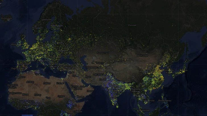 От небоскреба до юрты: географы нанесли на одну карту все 2,75 млрд зданий на Земле — вот что получилось