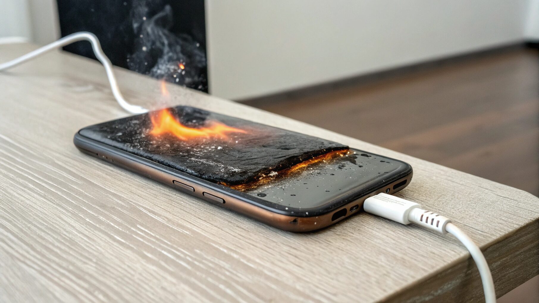 перегревшийся на зарядке смартфон