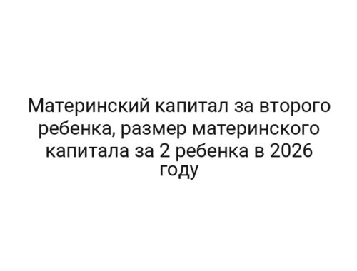 Материнский капитал за второго ребенка, размер материнского капитала за 2 ребенка в 2026 году